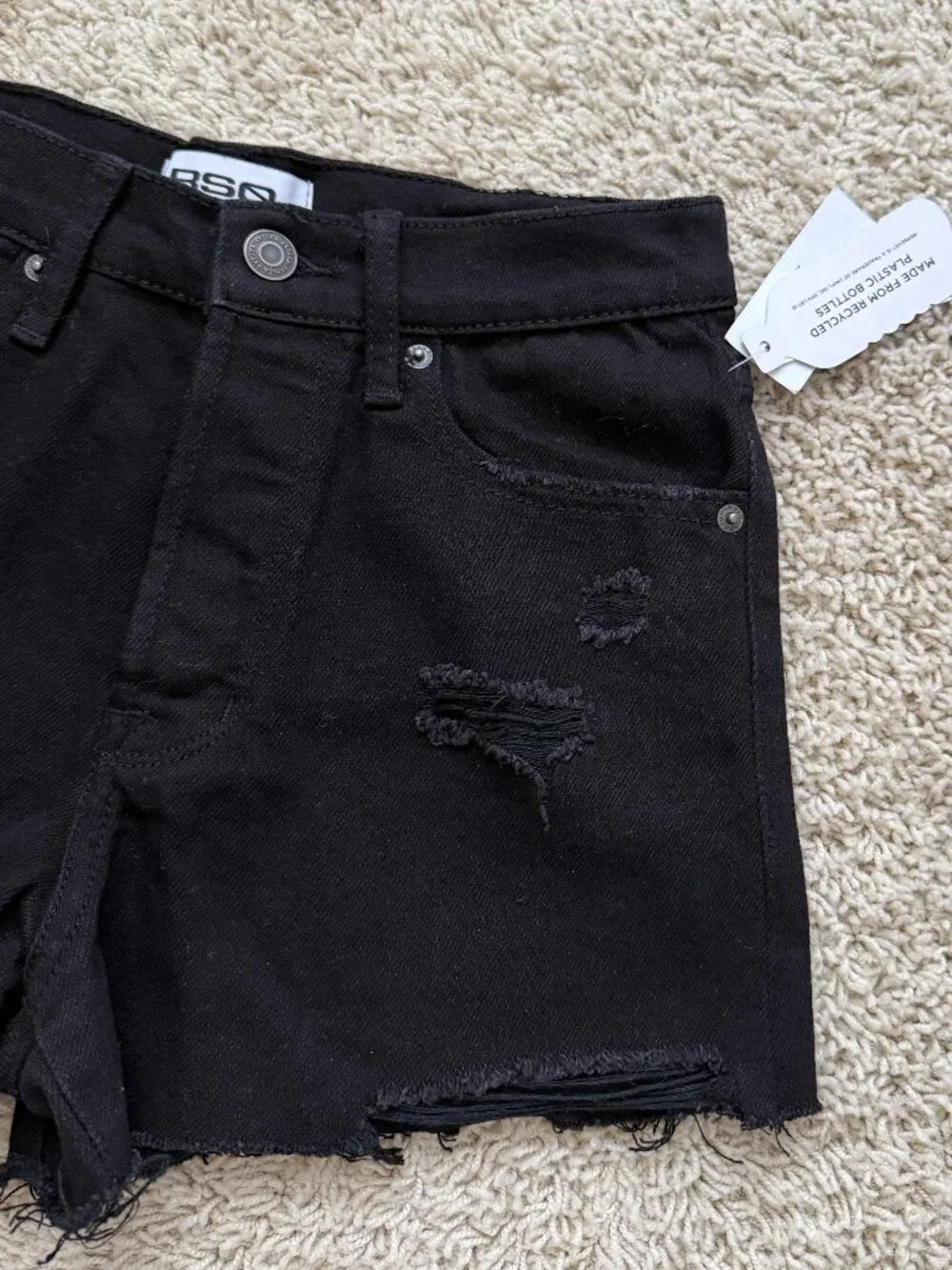 RSQ High Rise Vintage Distressed Denim Shorts Black Size 24 NWT